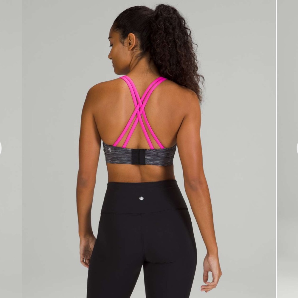 Lululemon Energy Bra- Wee Are From Space Dark Carbon Ice Grey/Pow Pink Size 6